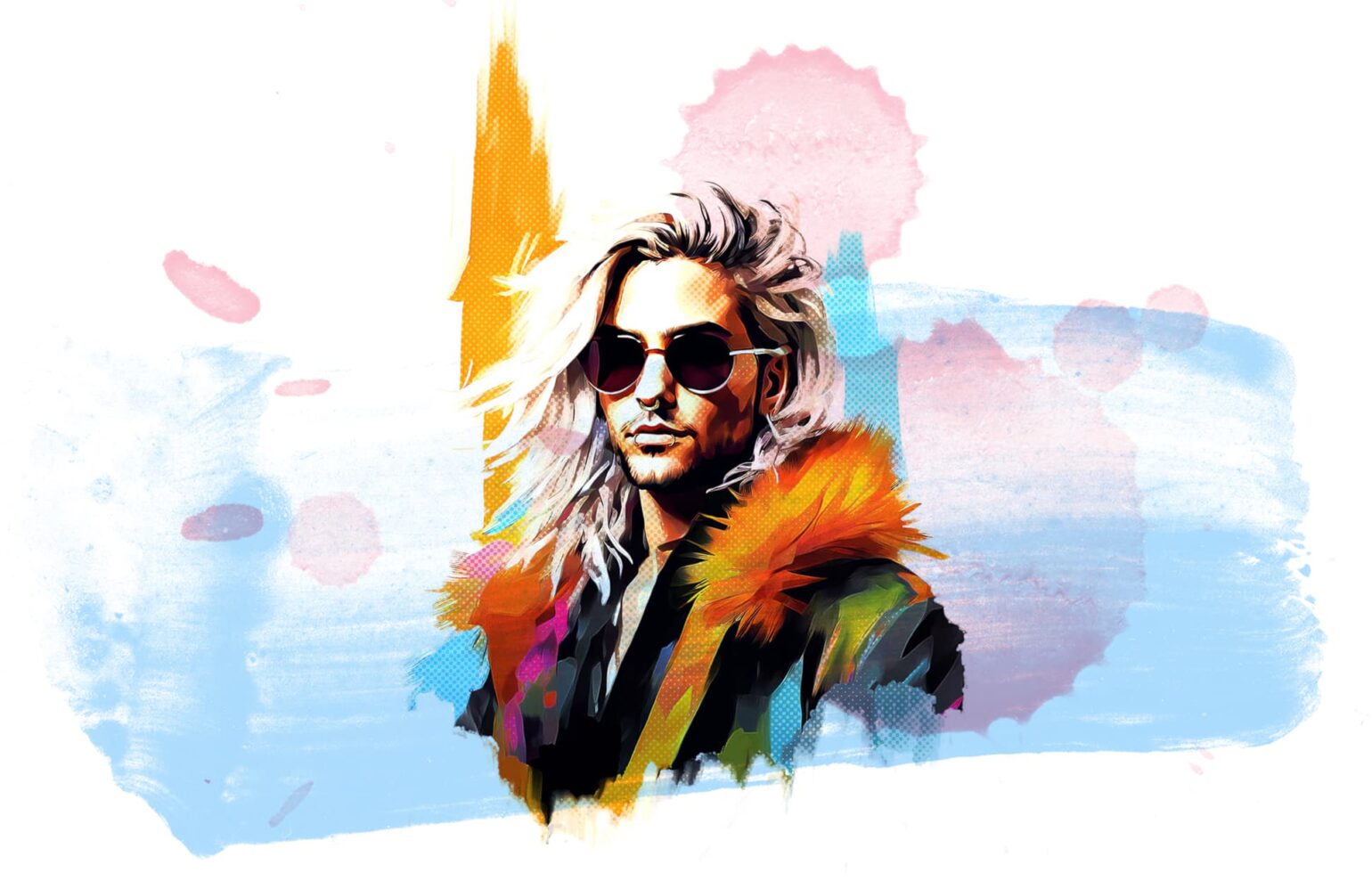 Abstrakte Illustration von Bill Kaulitz mit schicker Sonnenbrille